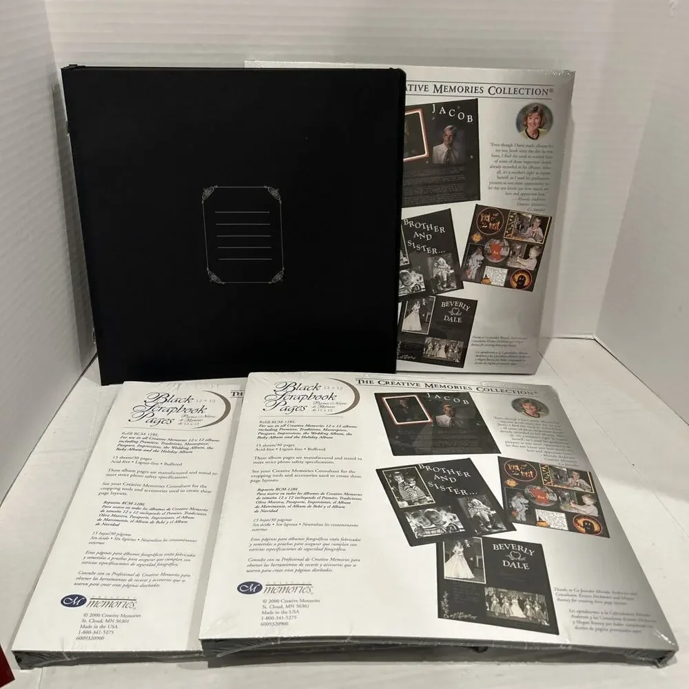 Creative Memories 12x12 Black Refill Scrapbook Pages Lot of 4- 3 sealed 1 open